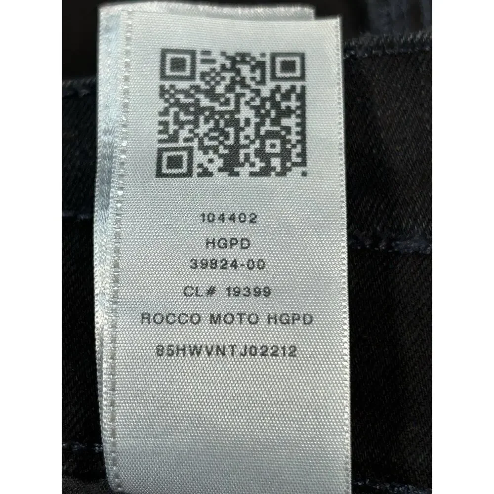 True Religion Rocco Moto Jeans Mens 28x34 Black Faded Relaxed Skinny Stretch